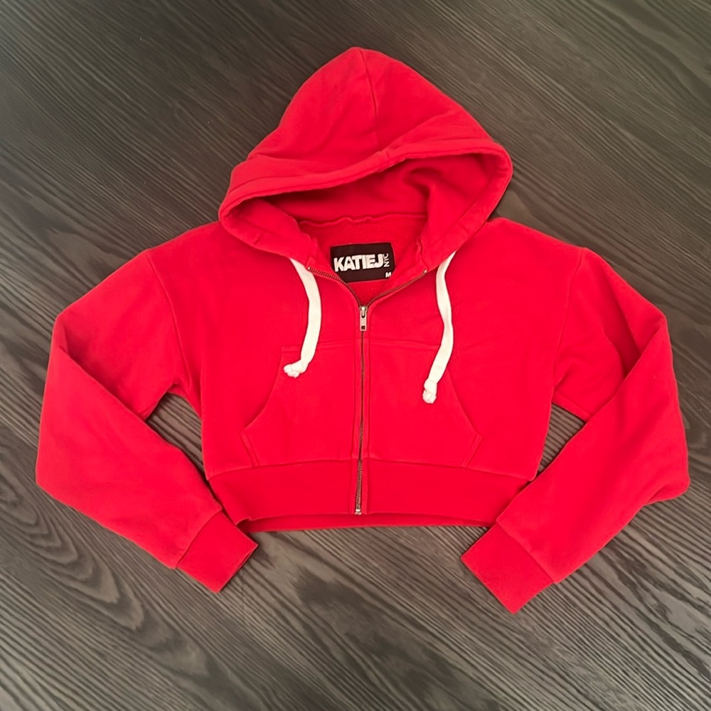 KatieJ Cropped Zip Up Sweatshirt